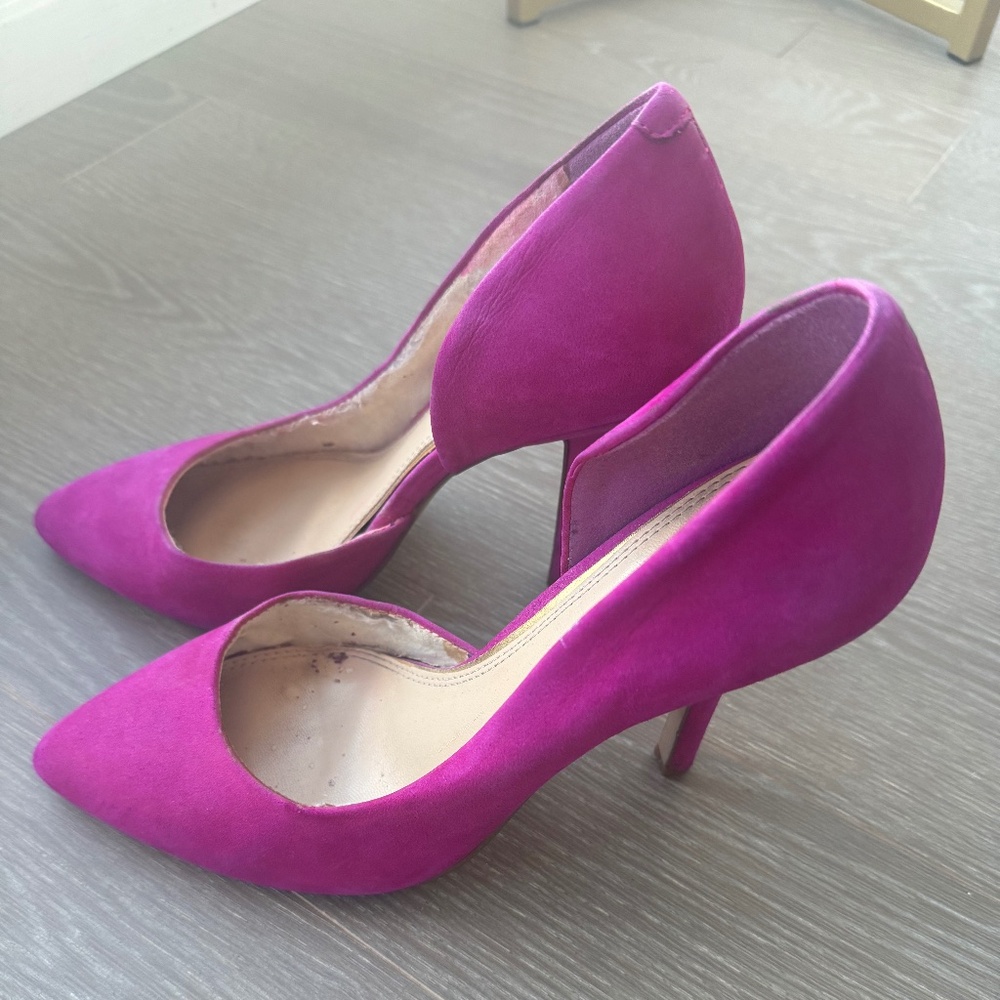 Pink suede "Barbie" heels, BCBGeneration brand